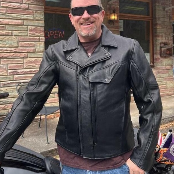 Fox Creek Commander Jacket Leather Black Motorcycle Large - Picture 1 of 14